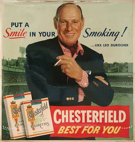 Chesterfield Cigarettes Leo Durocher